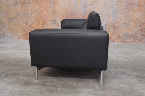 Image 1 of Refurbished black leather Leolux Howlo designer sofa