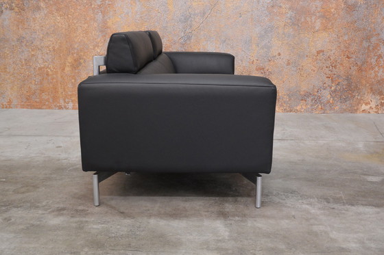 Image 1 of Refurbished black leather Leolux Howlo designer sofa