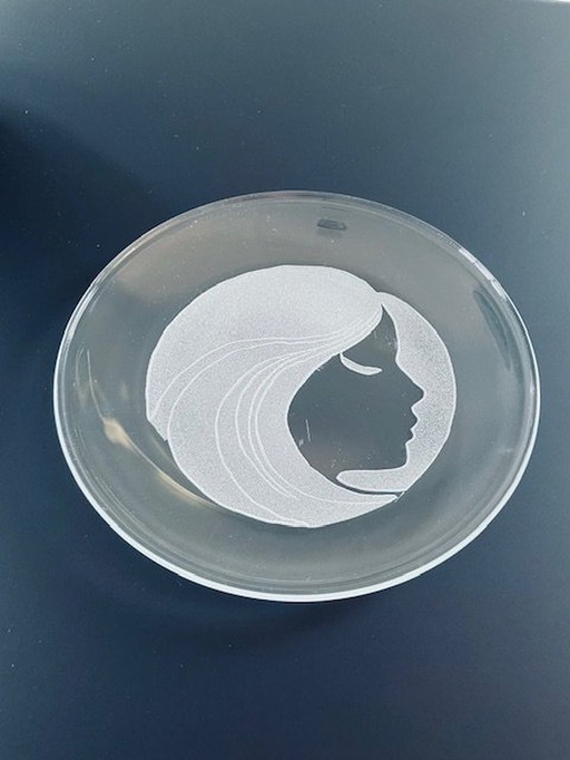 Bowl With Stylized Image Woman (Glass Art)