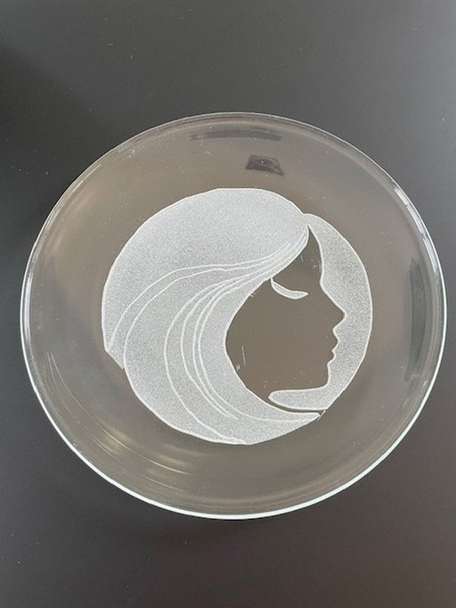 Bowl With Stylized Image Woman (Glass Art)