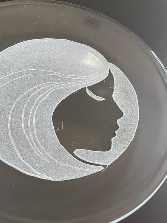 Image 1 of Bowl With Stylized Image Woman (Glass Art)