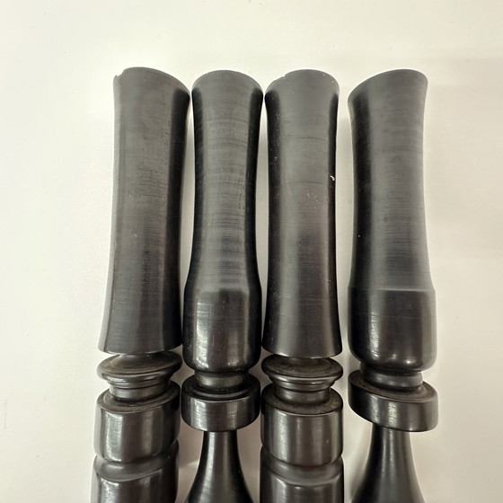 Image 1 of Set of 4 hand-turned candlesticks in ebony wood, 1900