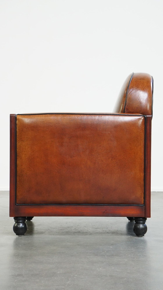 Image 1 of Sheep Leather Art Deco Design Armchair