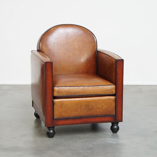 Sheep Leather Art Deco Design Armchair