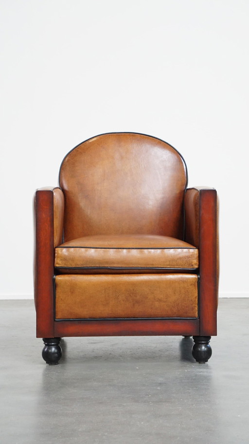 Sheep Leather Art Deco Design Armchair