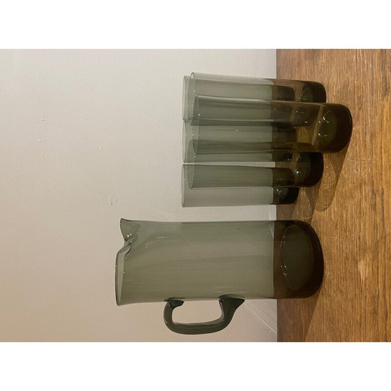 Image 1 of Set vintage per aranciata in vetro grigio fumé, 1970