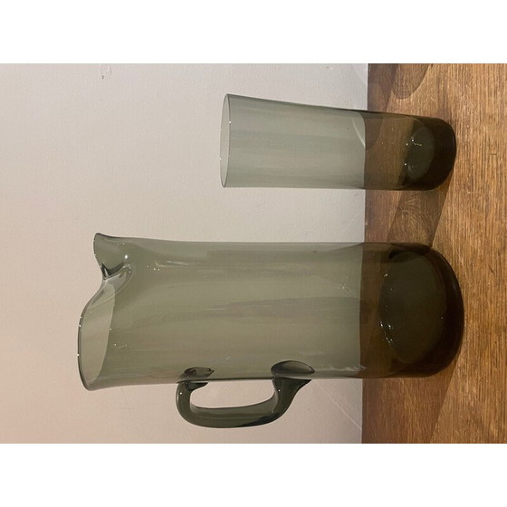 Image 1 of Set vintage per aranciata in vetro grigio fumé, 1970