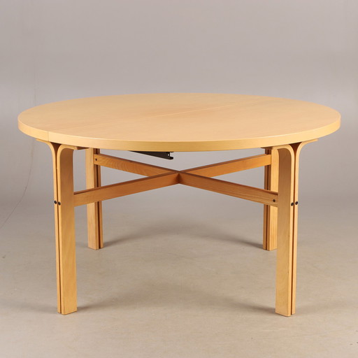 Round beech table with extension leaf