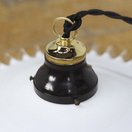 Image 1 of French Piecrust Opaline Pendant Lamp