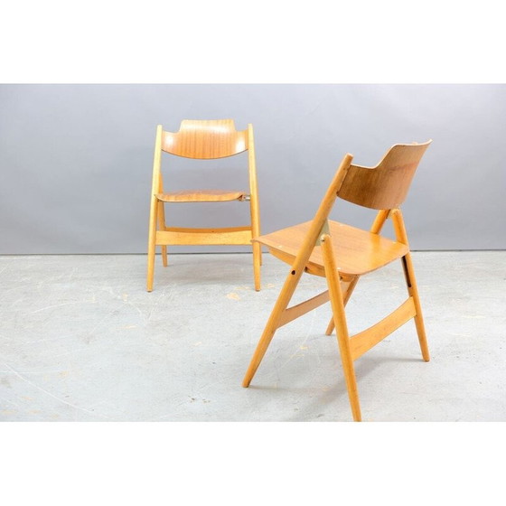 Image 1 of Set of 6 vintage SE18 folding wooden chairs by Egon Eiermann for Wilde and Spieth, Germany
