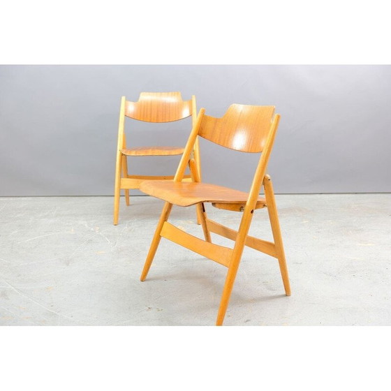 Image 1 of Set of 6 vintage SE18 folding wooden chairs by Egon Eiermann for Wilde and Spieth, Germany