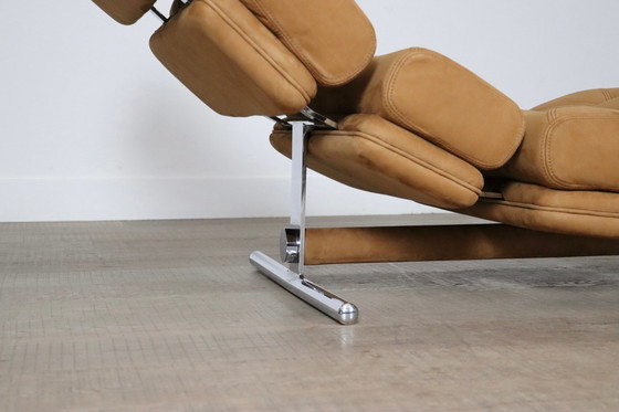 Image 1 of Ric Deforche Lounge Chair In Tan Nubuck Leather For Gervan, Belgium 1970s