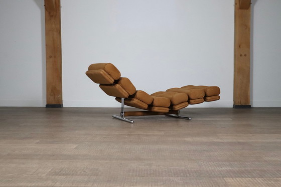 Image 1 of Ric Deforche Lounge Chair In Tan Nubuck Leather For Gervan, Belgium 1970s