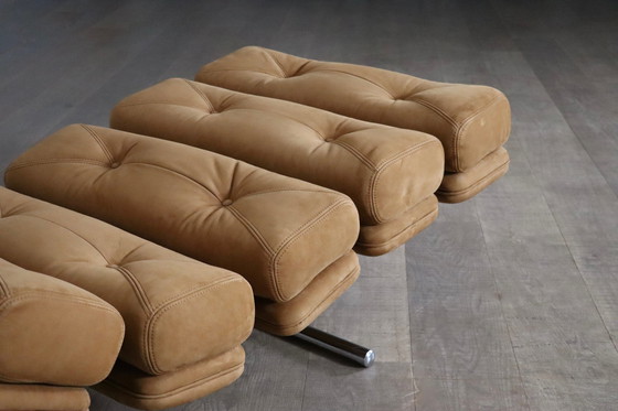 Image 1 of Ric Deforche Lounge Chair In Tan Nubuck Leather For Gervan, Belgium 1970s