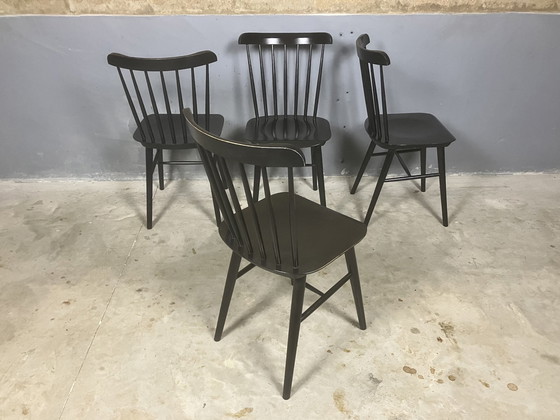Image 1 of 4x Chaises de bar vintage Ton Ironica