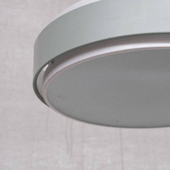 Image 1 of Vintage steel and glass suspension lamp by Raak, Netherlands 1960