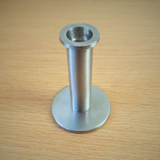 Image 1 of Set Of 2 Contemporary Steel 2000S Candlesticks