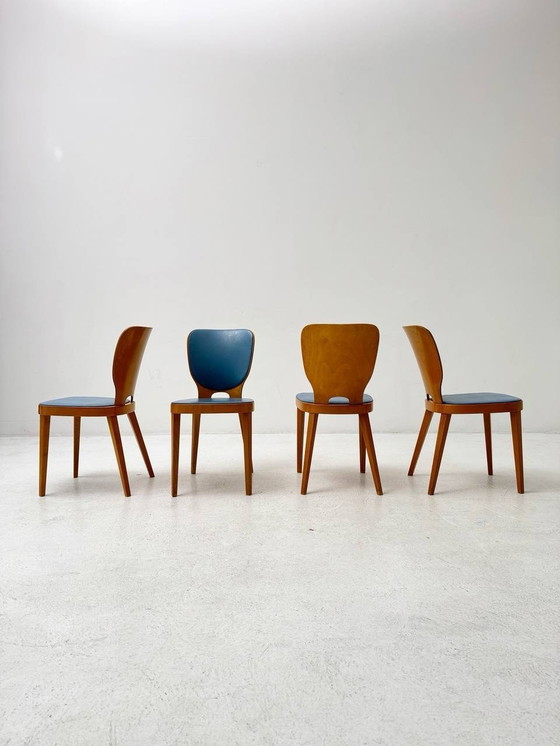 Image 1 of Blue Max Bill chairs from Horgen Glarus, set of 4, Switzerland 1952