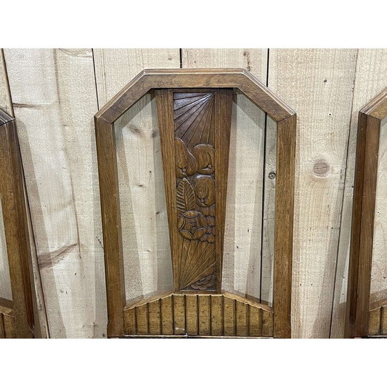 Image 1 of Set of 4 vintage Art Deco chairs in walnut and skai seat, 1930