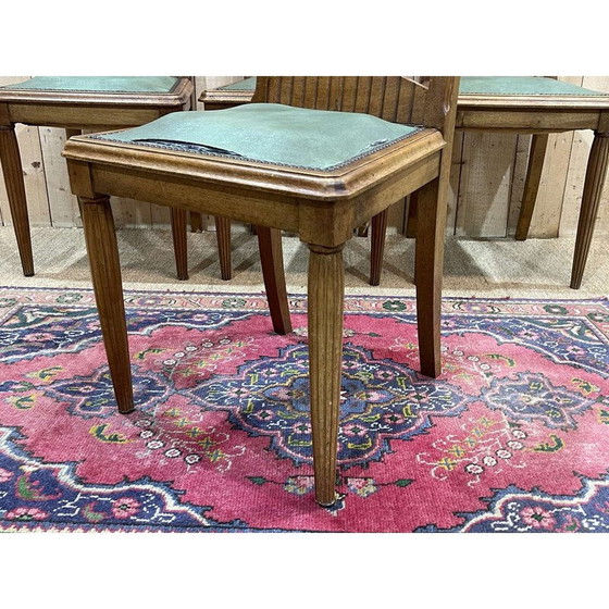 Image 1 of Set of 4 vintage Art Deco chairs in walnut and skai seat, 1930