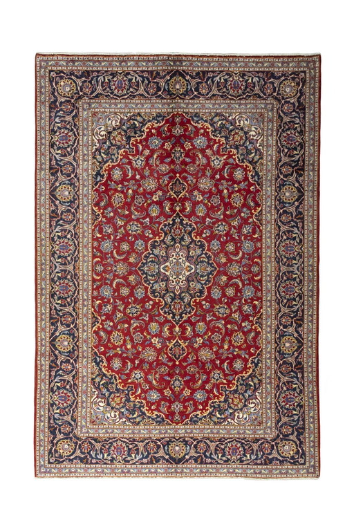 Hand-knotted Red Keshan Oriental Rug - 299 X 201 Cm