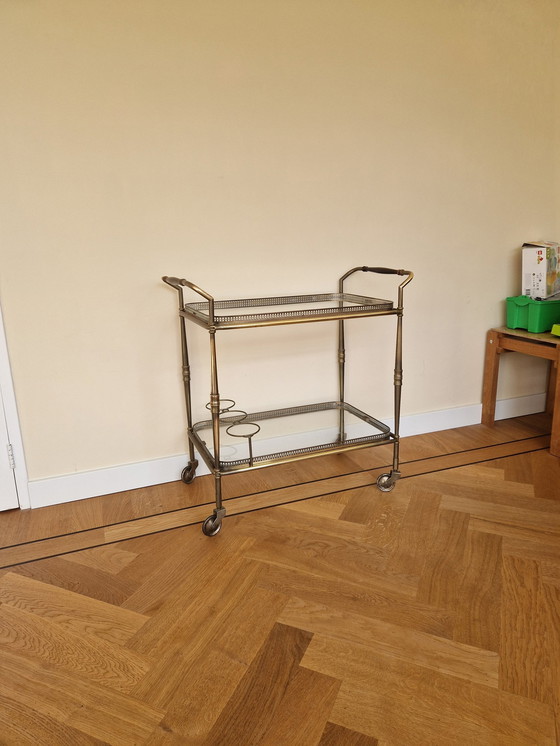 Image 1 of Classic Brass Serving Cart - Louis Xvi Style