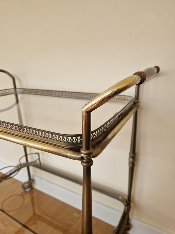 Image 1 of Classic Brass Serving Cart - Louis Xvi Style