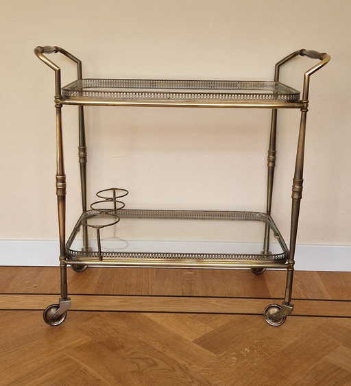 Classic Brass Serving Cart - Louis Xvi Style