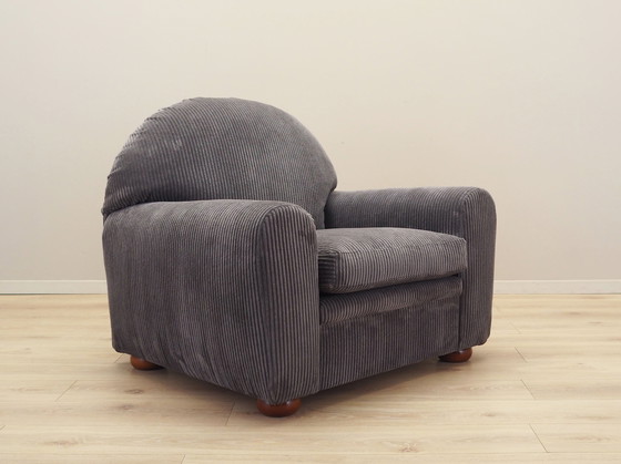 Image 1 of Grey Velour Armchair, Italian Design, 1980S, Production: Italy