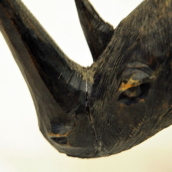 Image 1 of Vintage grey Rhino pair of wood, Scandinavia 1940s