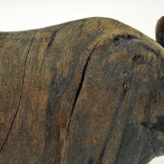 Image 1 of Vintage grey Rhino pair of wood, Scandinavia 1940s