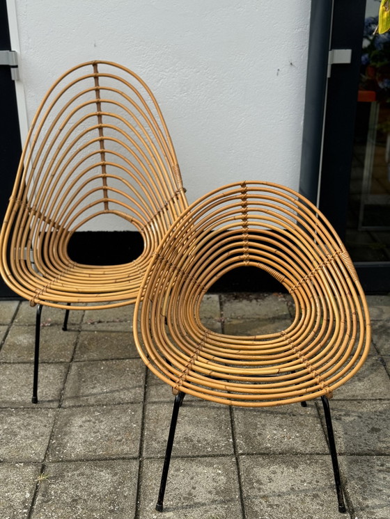 Image 1 of Pair Of Rohe Rotan Chairs By H. Broekhuizen 1960’S