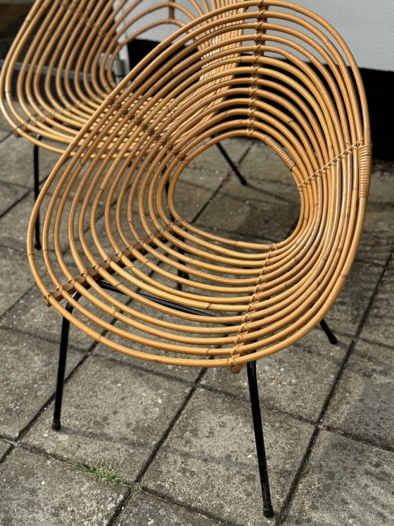 Image 1 of Pair Of Rohe Rotan Chairs By H. Broekhuizen 1960’S