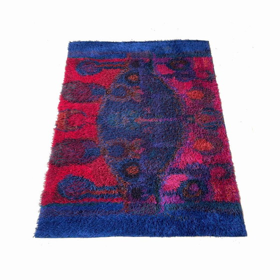 Image 1 of Scandinavian vintage wool Rya rug by Oili Maki for Finnrya Oy AB, Finland 1950s