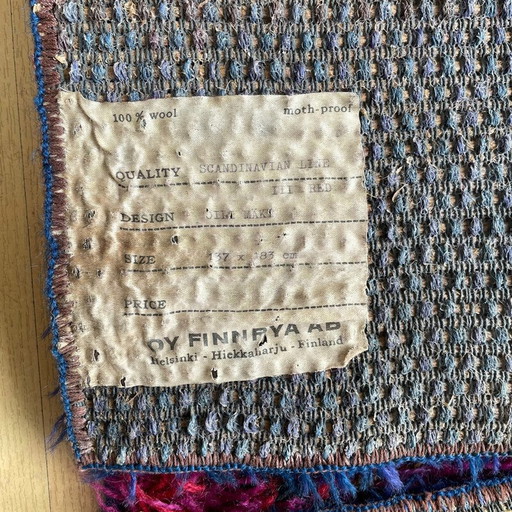 Tappeto vintage scandinavo in lana Rya di Oili Maki per Finnrya Oy AB, Finlandia, anni '50