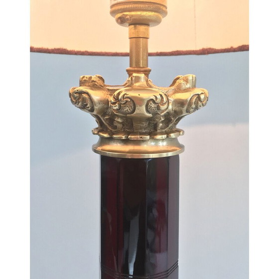 Image 1 of Lampada vintage in cristallo e bronzo, Francia 1940