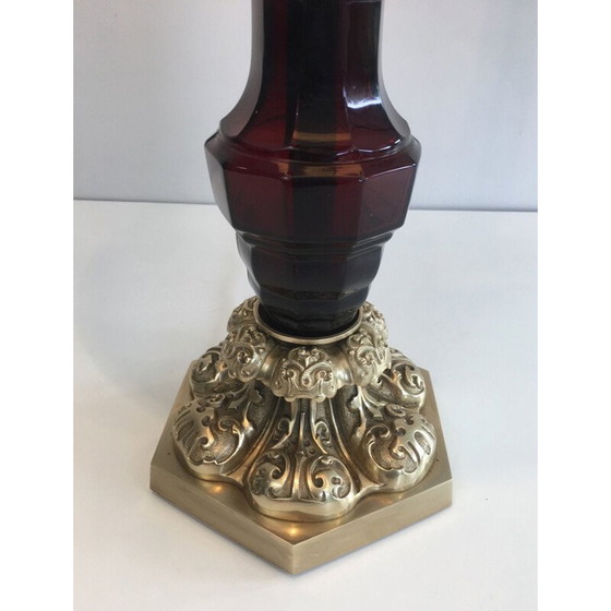 Image 1 of Lampada vintage in cristallo e bronzo, Francia 1940