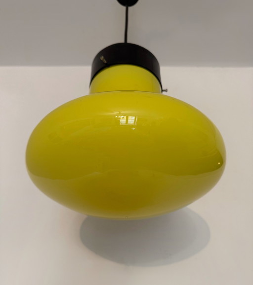 Yellow Opaline Hanging lamp 60's