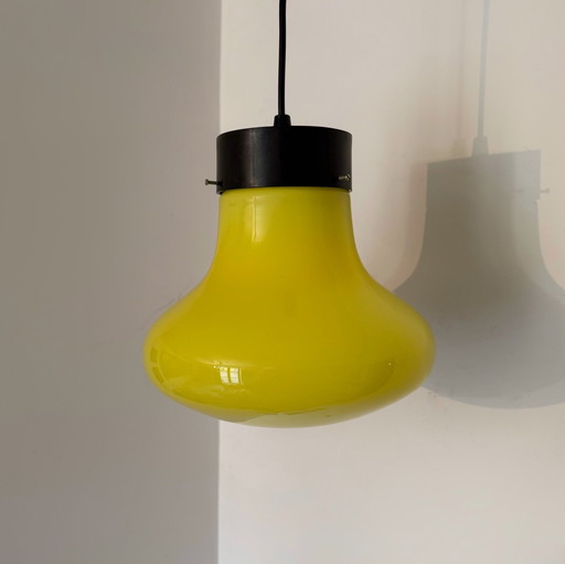 Yellow Opaline Hanging lamp 60's