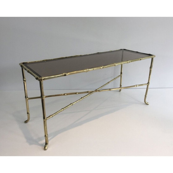 Image 1 of Vintage bronze and smoked glass coffee table, France 1940