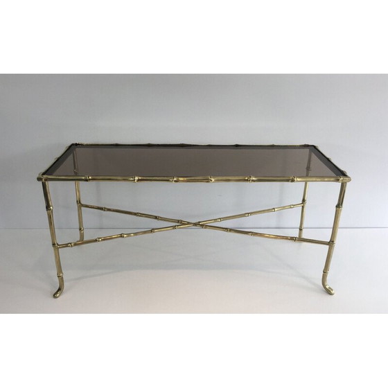 Image 1 of Vintage bronze and smoked glass coffee table, France 1940