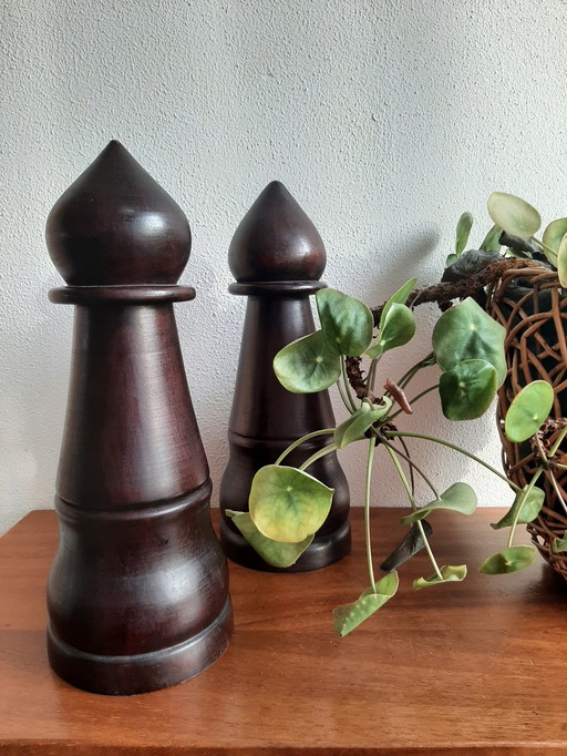 Pair Xl Large Wooden Chess Game Pawns