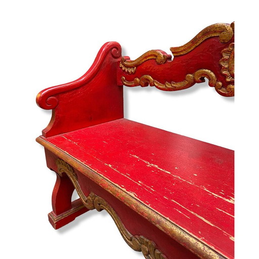 Vintage wooden Venetian bench, 1950s