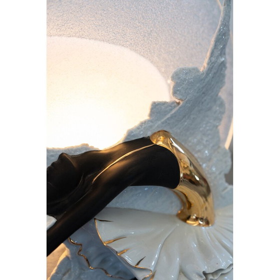 Image 1 of Lampada vintage in vetro di Murano e ceramica raffigurante una ballerina