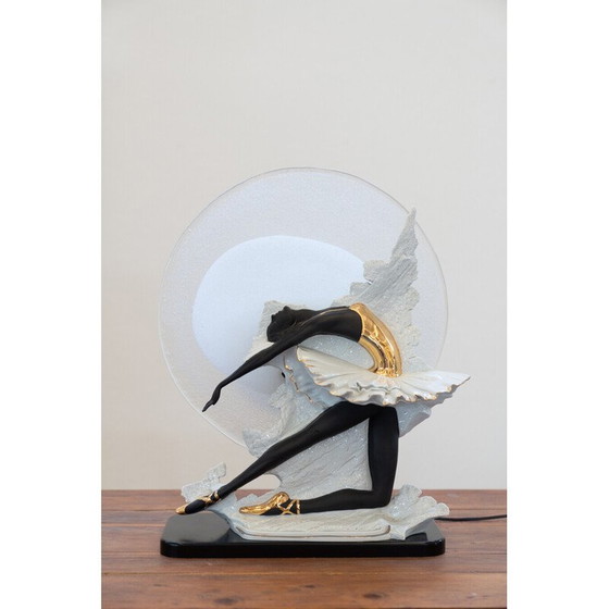 Image 1 of Lampada vintage in vetro di Murano e ceramica raffigurante una ballerina