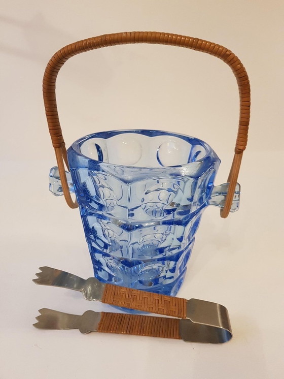 Image 1 of Ice Bucket With Tong By Jurnikl For Rosice Glassworks, 1960S