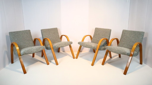 4x Bow Wood armchairs 1950