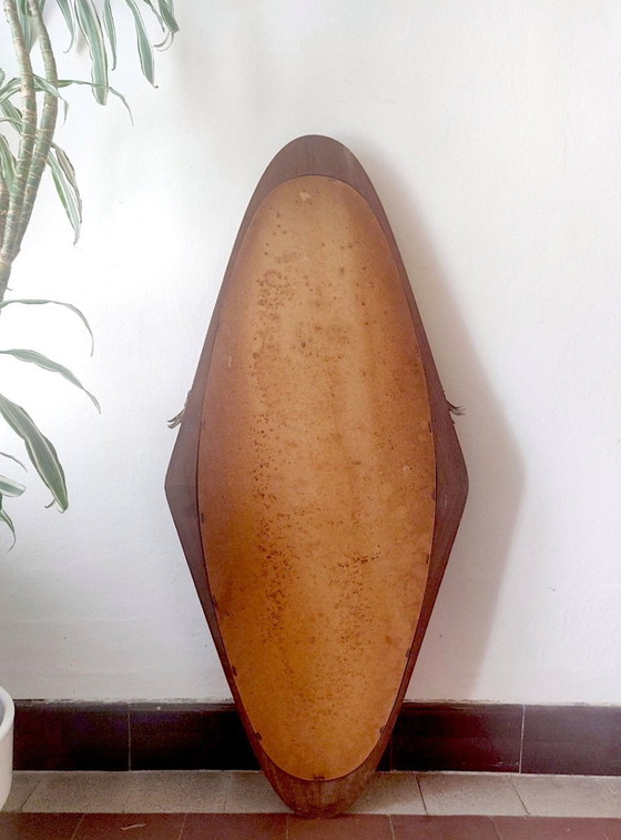 Image 1 of 50s-60s Italian Solid Teak Mirror