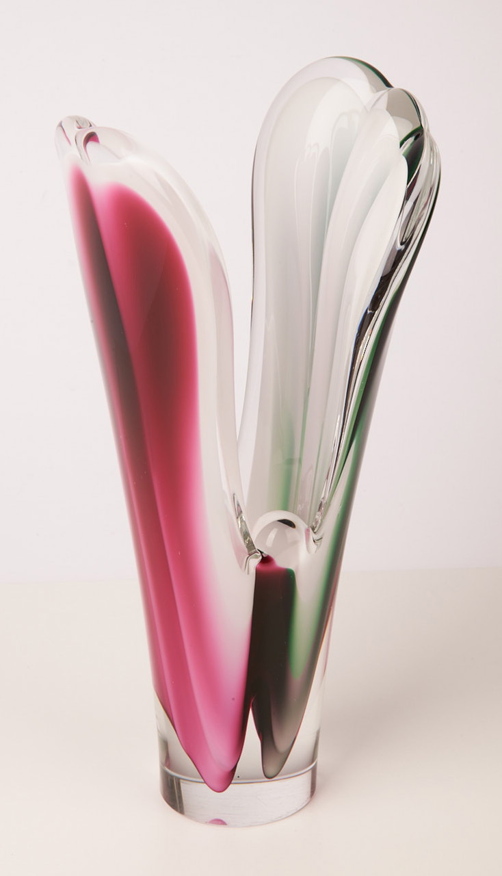 Mid-Century Swedish Art Glass Coquille Vase by Paul Kedelv
