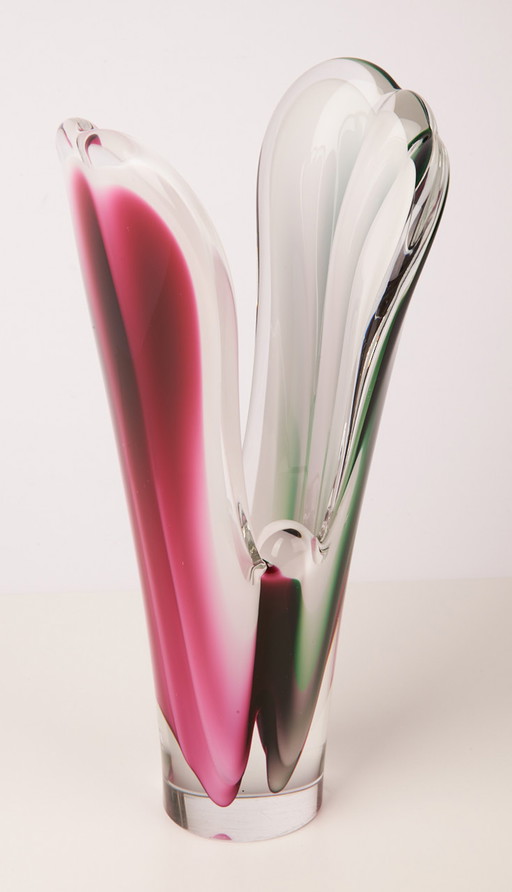 Vaso in vetro artistico vintage Flygsfors Coquille Studio